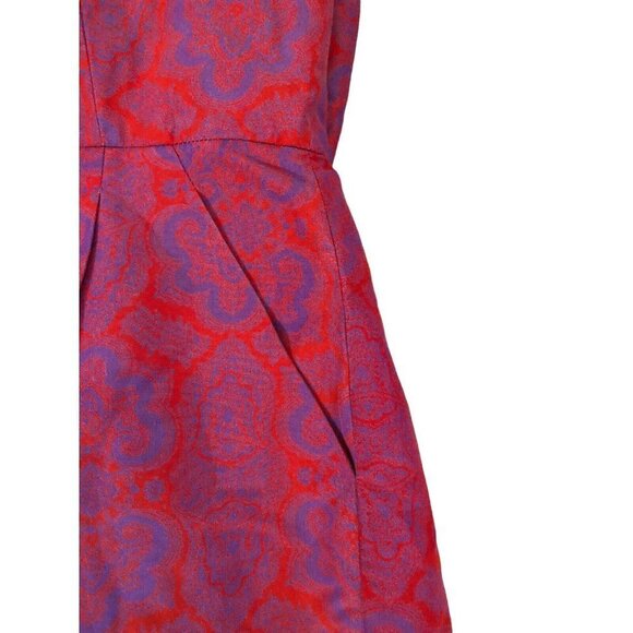 J.Crew Ella Dress In Medallion Paisley Print Size 4 Strapless Red / Purple Zip - Picture 4 of 9